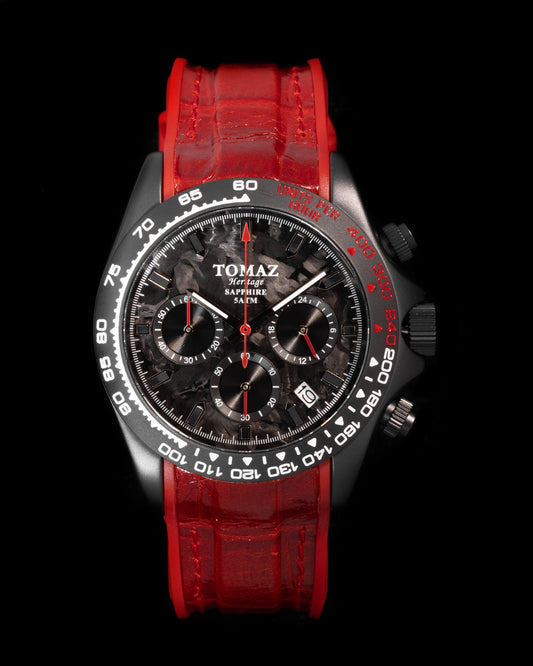 Tomaz Men's Watch GR02-AD27 (Black) Red Leather Strap