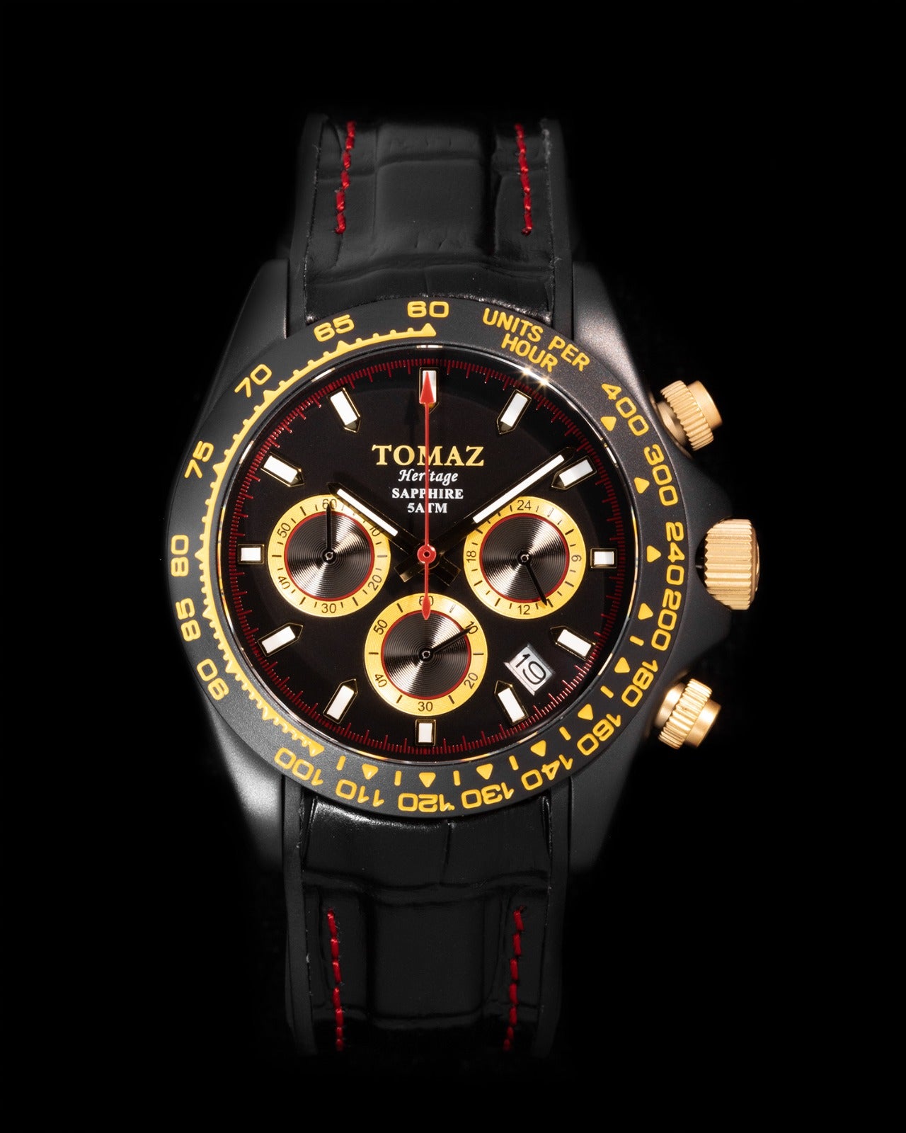 Tomaz Men's Watch GR02-AD19 (Black) with Black Leather Strap