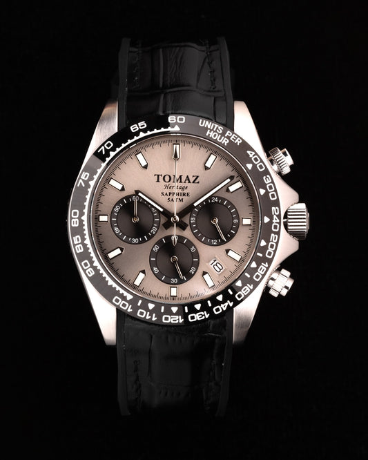 Tomaz Men's Watch GR02-AD14 (Silver/Black/Brown) Black Leather Strap