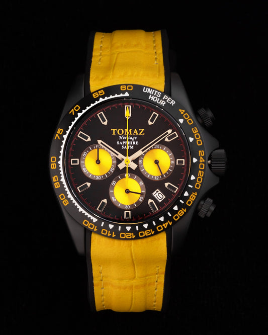 Tomaz Men's Watch GR02-AD20 (Black) Yellow Leather Strap