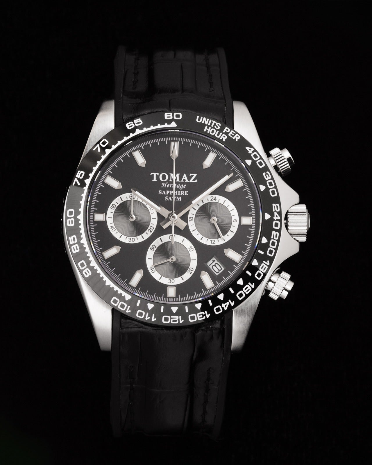 Tomaz Men's Watch GR02-AD17 (Silver/Black) Black Leather Strap