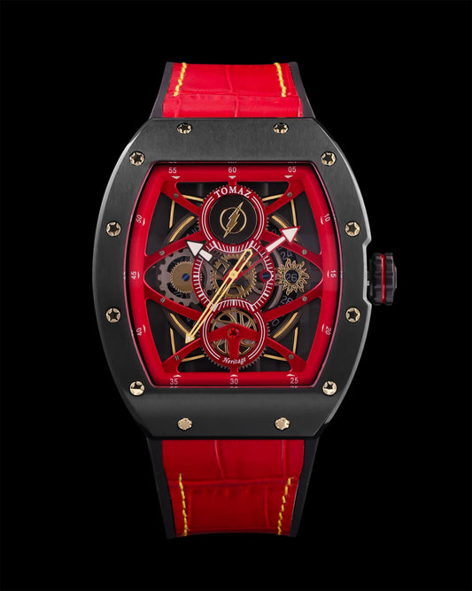 DC The Flash TQ039-MD1 (Black/Red) with Red Bamboo Silicone and Leather Strap