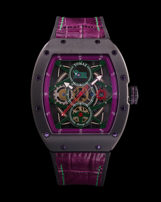 DC Joker TQ039-ND1 (Black/Purple) with Purple Bamboo Silicone and Leather Strap