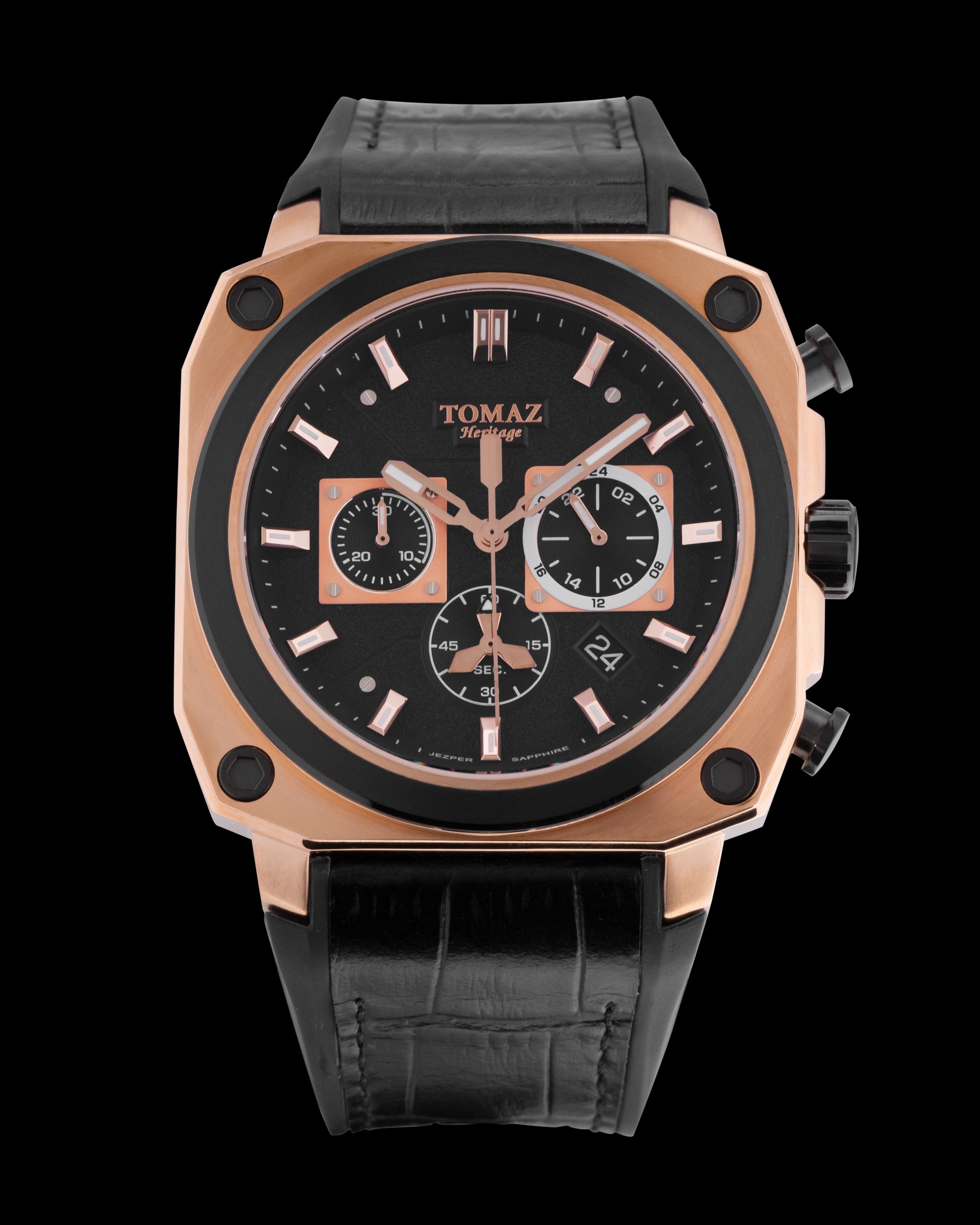 Jezper TQ021B-D301 (Rosegold) with Black Silicon Leather Strap