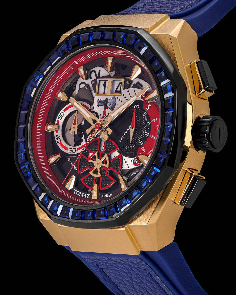 Marvel Thor TQ023H-D2 (Gold/Red) with Blue Crystal (Blue Leather with Silicone Strap)