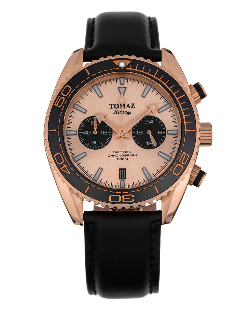 Tomaz Men's Watch TW012-D11 (Rose Gold) Black Leather Strap