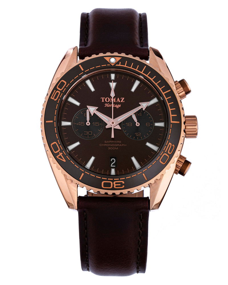 Tomaz Men's Watch  TW012-D10 (Rose Gold/Coffee) Coffee Leather Strap