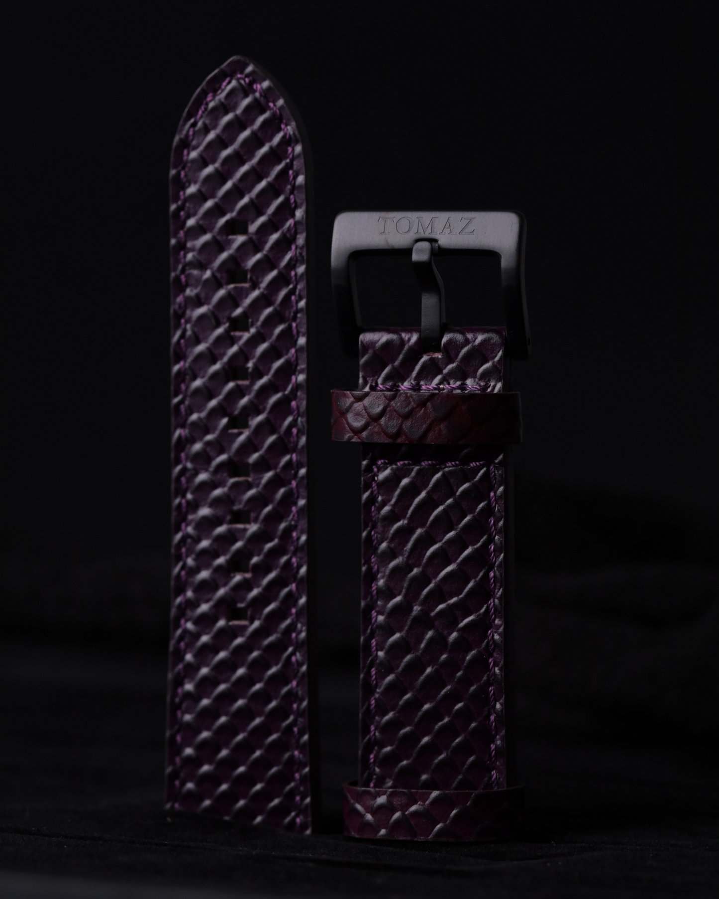 Tomaz TS1-2 Leather Salmon 24mm Strap (Purple)