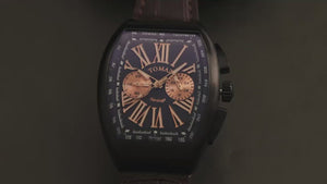 
                  
                    Load and play video in Gallery viewer, Tomaz Men&amp;#39;s Watch TQ012-D6 (Black/Red) Red Bamboo Leather Strap
                  
                