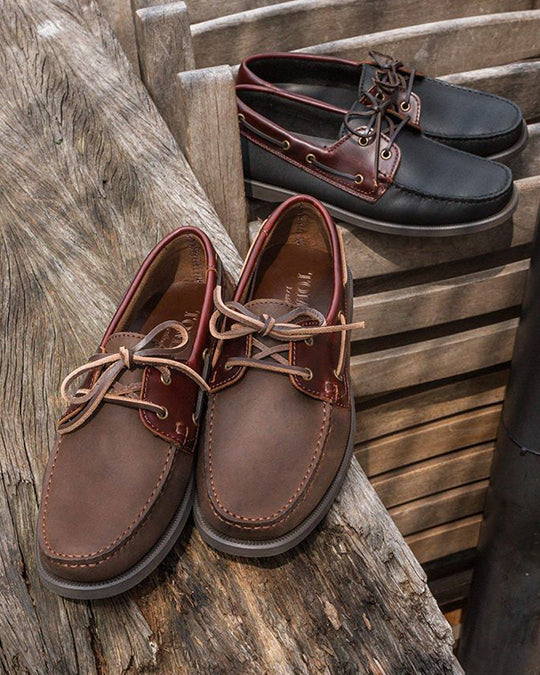 
                  
                    Load image into Gallery viewer, Tomaz C328A Leather Boat Shoes (Black) (1969749262432)
                  
                