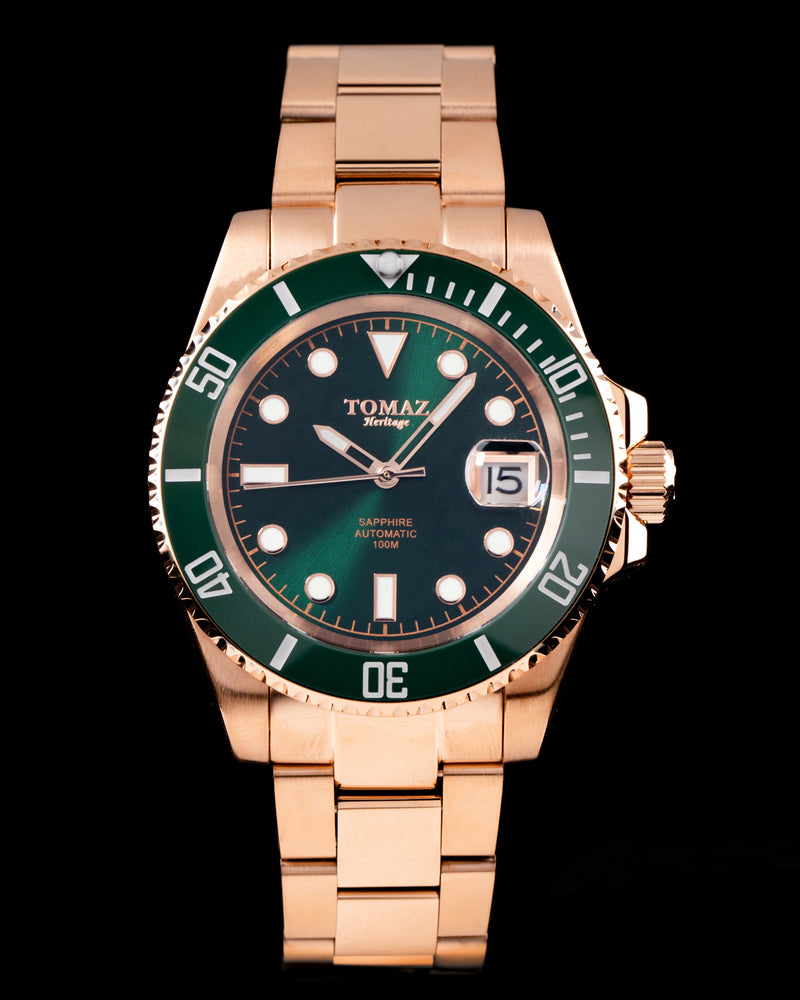 Tomaz Men's Watch GR01S-D8 (Rosegold/Green) Rosegold Stainless Steel
