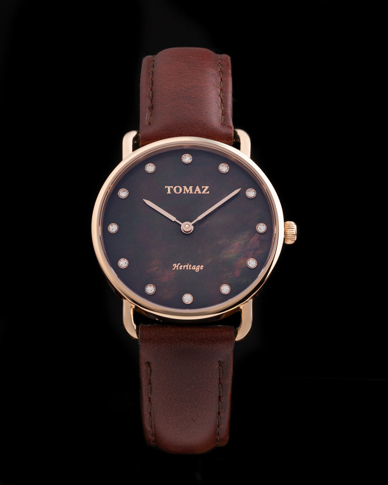 Tomaz Ladies Watch G1L-D11L (Rose Gold/Black) Wine Leather Strap