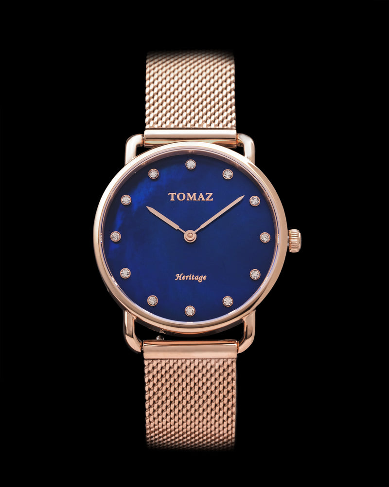 Tomaz Ladies Watch G1L-D13 Marble (Rose Gold/Navy) Rosegold Mesh Strap