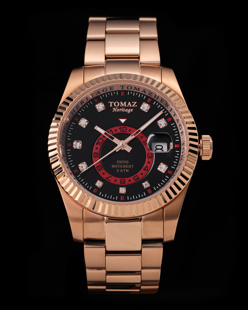 Tomaz Men's Watch G4M-D7S (Rosegold/Black/Red) Rosegold Stainless Steel