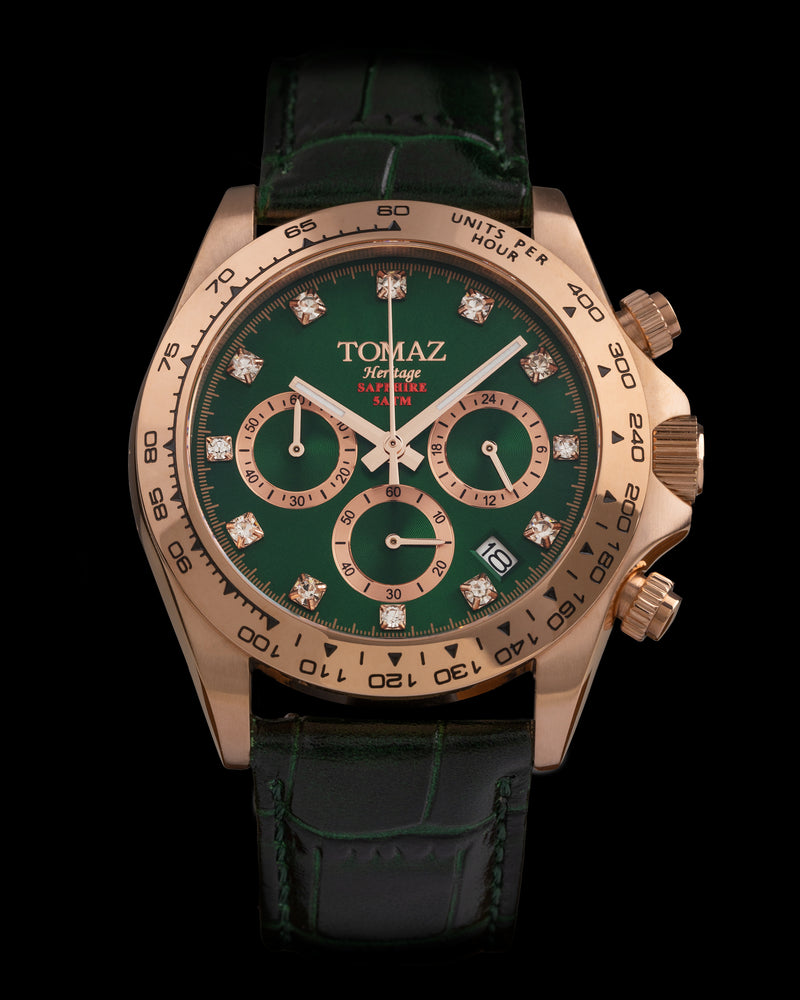 
                  
                    Load image into Gallery viewer, Tomaz Men&amp;#39;s Watch GR02-D12 (Rosegold/Green) Green Bamboo Leather Strap
                  
                