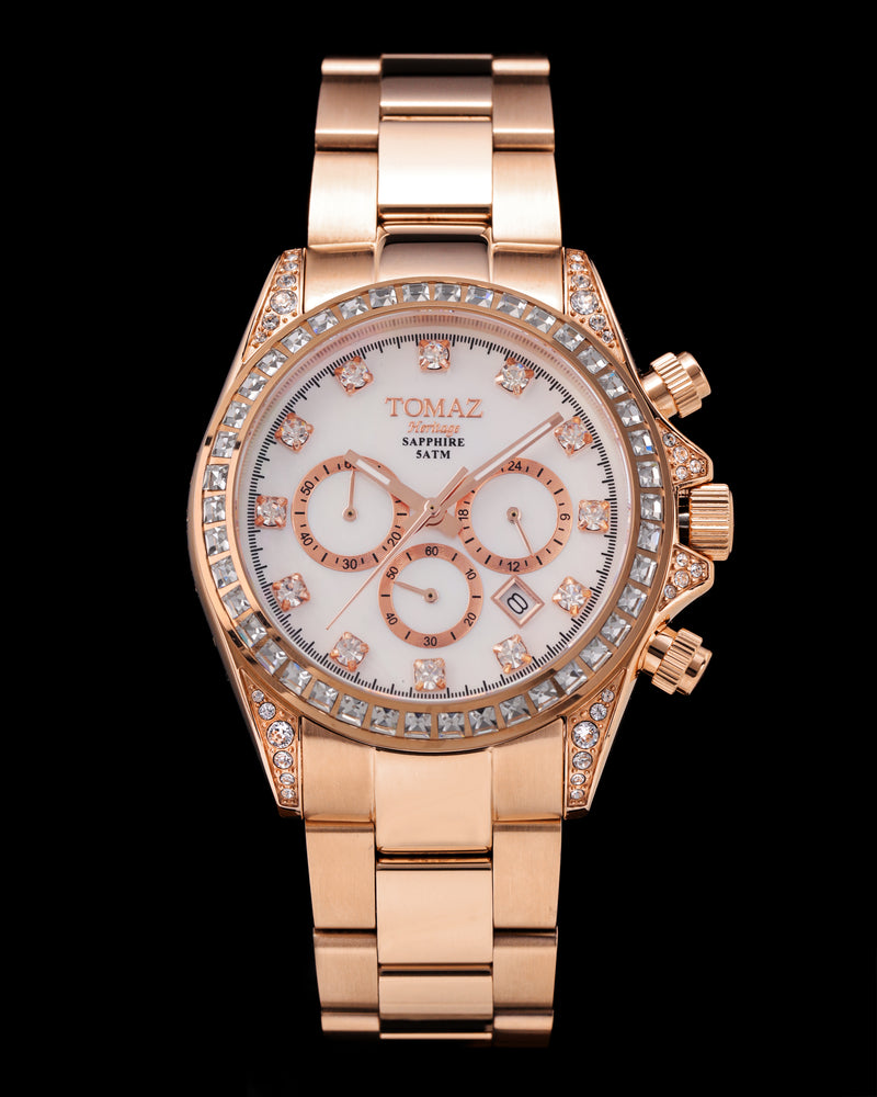 Tomaz Ladies Watch GR02L-D4 (Rosegold/White) with White Swarovski (Rosegold Stainless Steel)