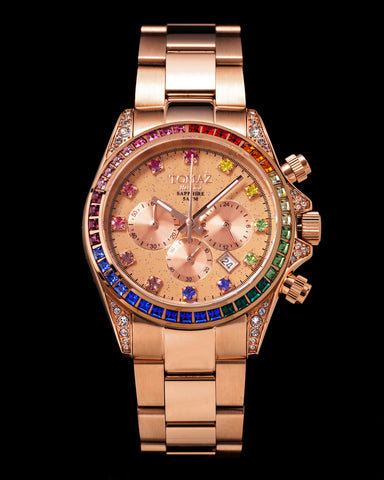Jam Tangan Wanita Tomaz GR02L-D6 (Rosegold) dengan Rainbow Swarovski (Keluli Tahan Karat Rosegold)