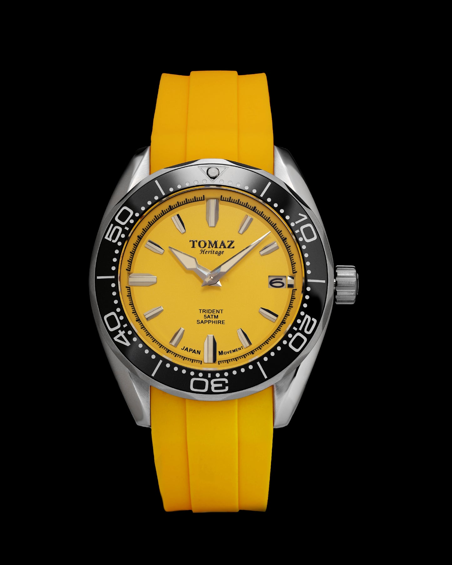 Trident  GR03A-D4 (Silver/Black) Yellow Silicone Strap