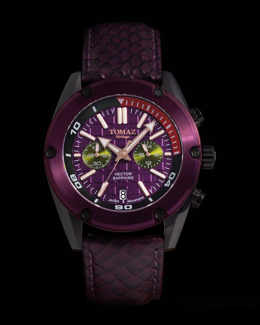 Hector GR04B-D11 (Black/Purple) Purple Salmon Leather Strap
