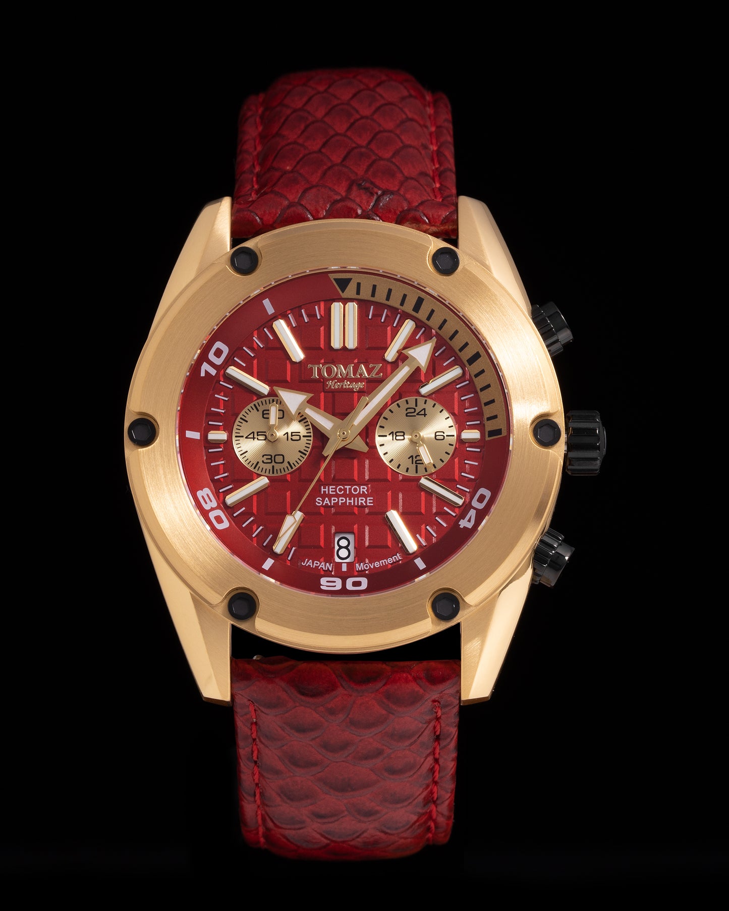 Hector GR04B-D12 (Gold/Red) Red Salmon Leather Strap
