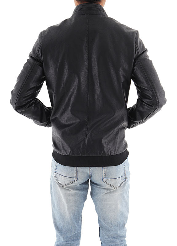 Tomaz 6639 PU Leather Bomber Jacket (Black) jacket, maroon jacket , navy jacket, jacket for men, black jacket, Brown jacket, biker jacket Malaysia, black leather jacket, slimfit jacket, jacket murah, jacket hitam