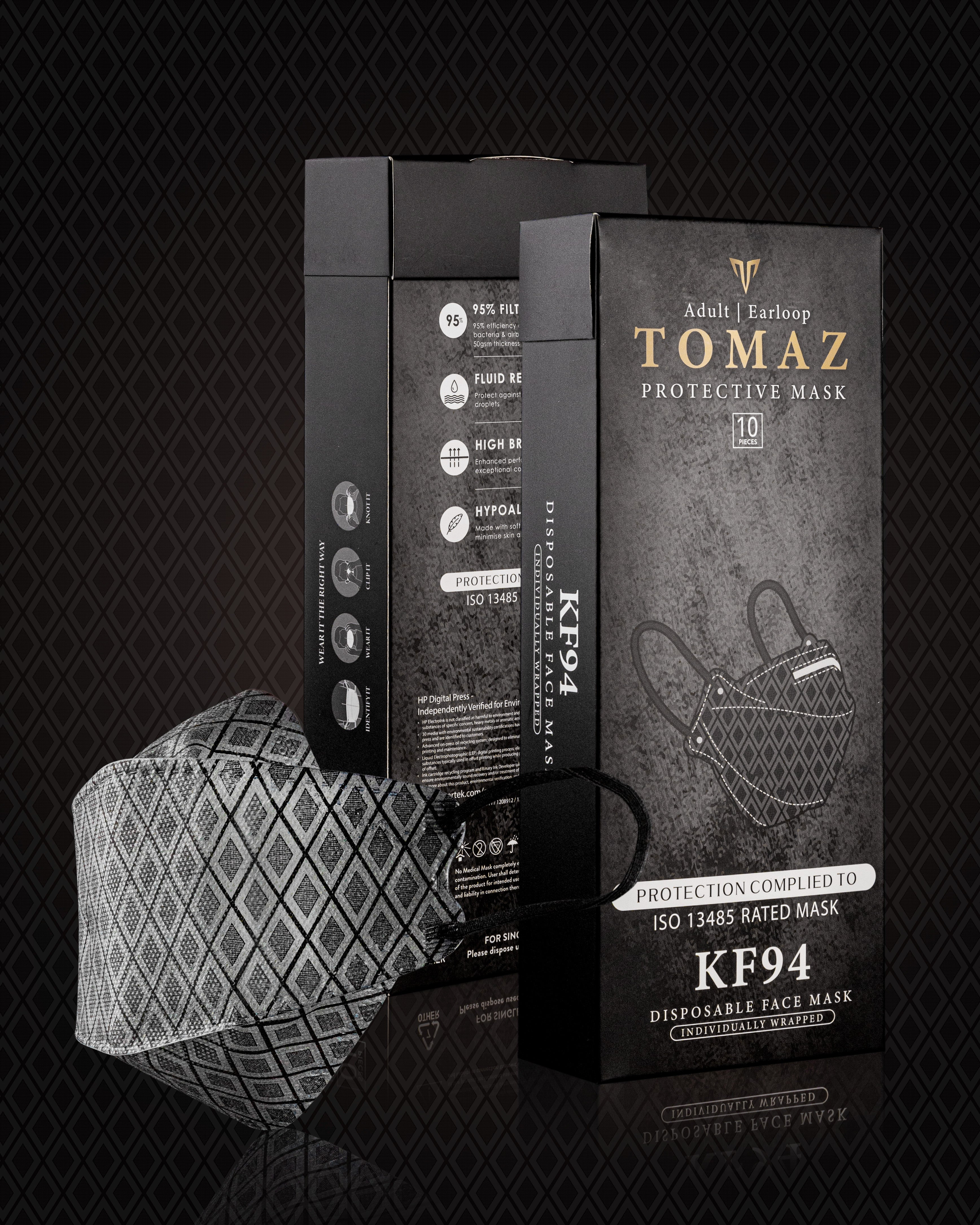 Tomaz TME001-K1 Protective Earloop Mask KF94 (Bentley Black)