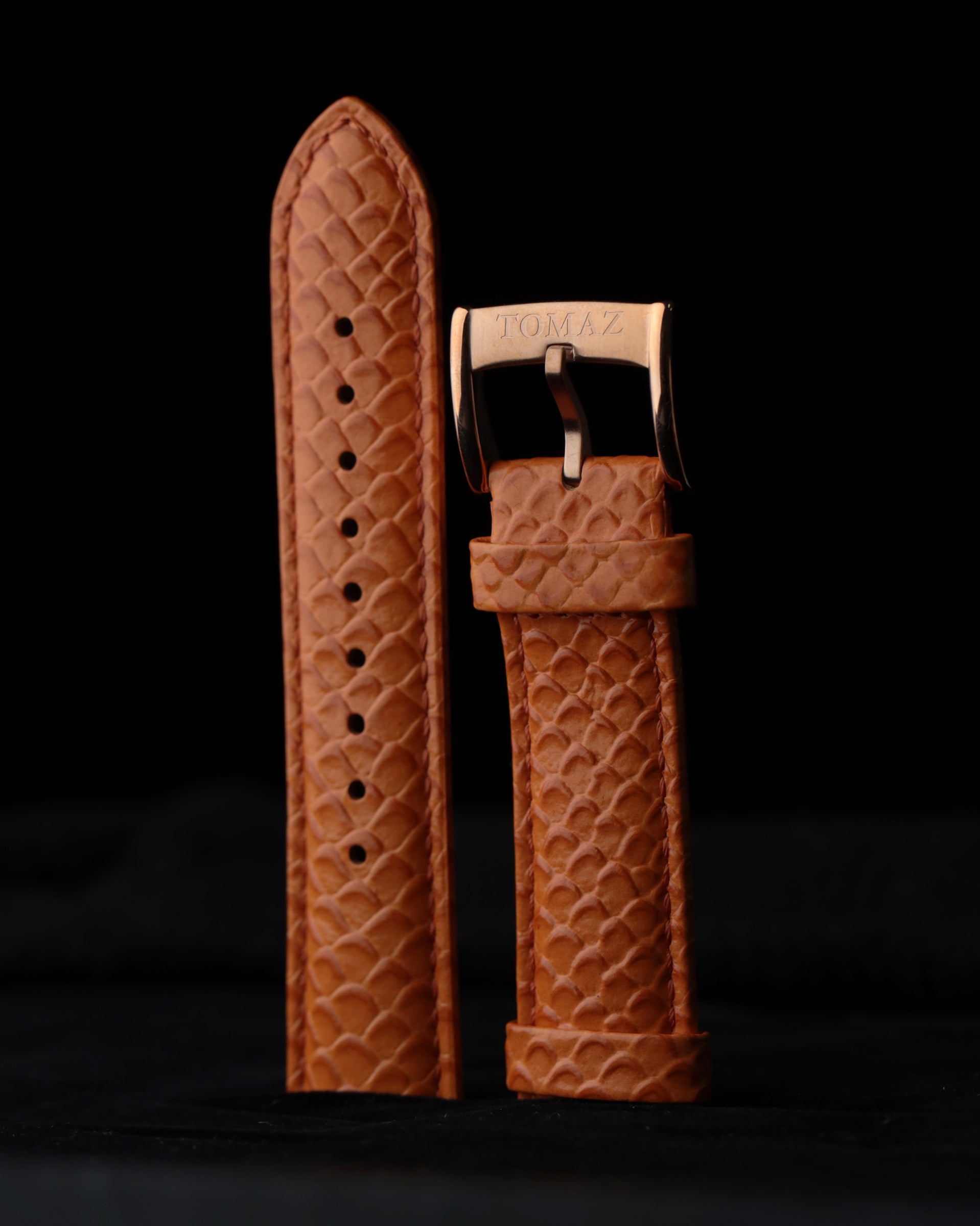 Tomaz TS1-2A Leather Salmon 22mm Watch Strap (Orange)