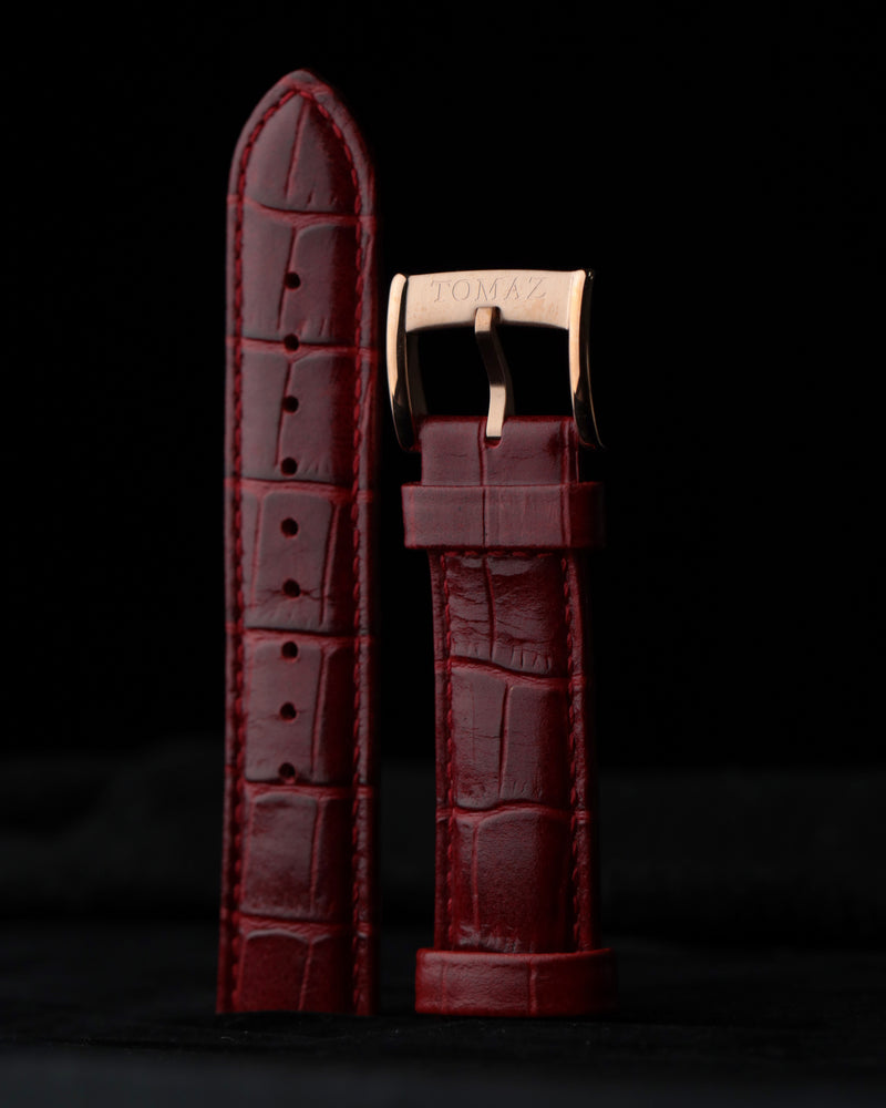 Tomaz TS1-1A Leather Bamboo 22mm Strap (Red)