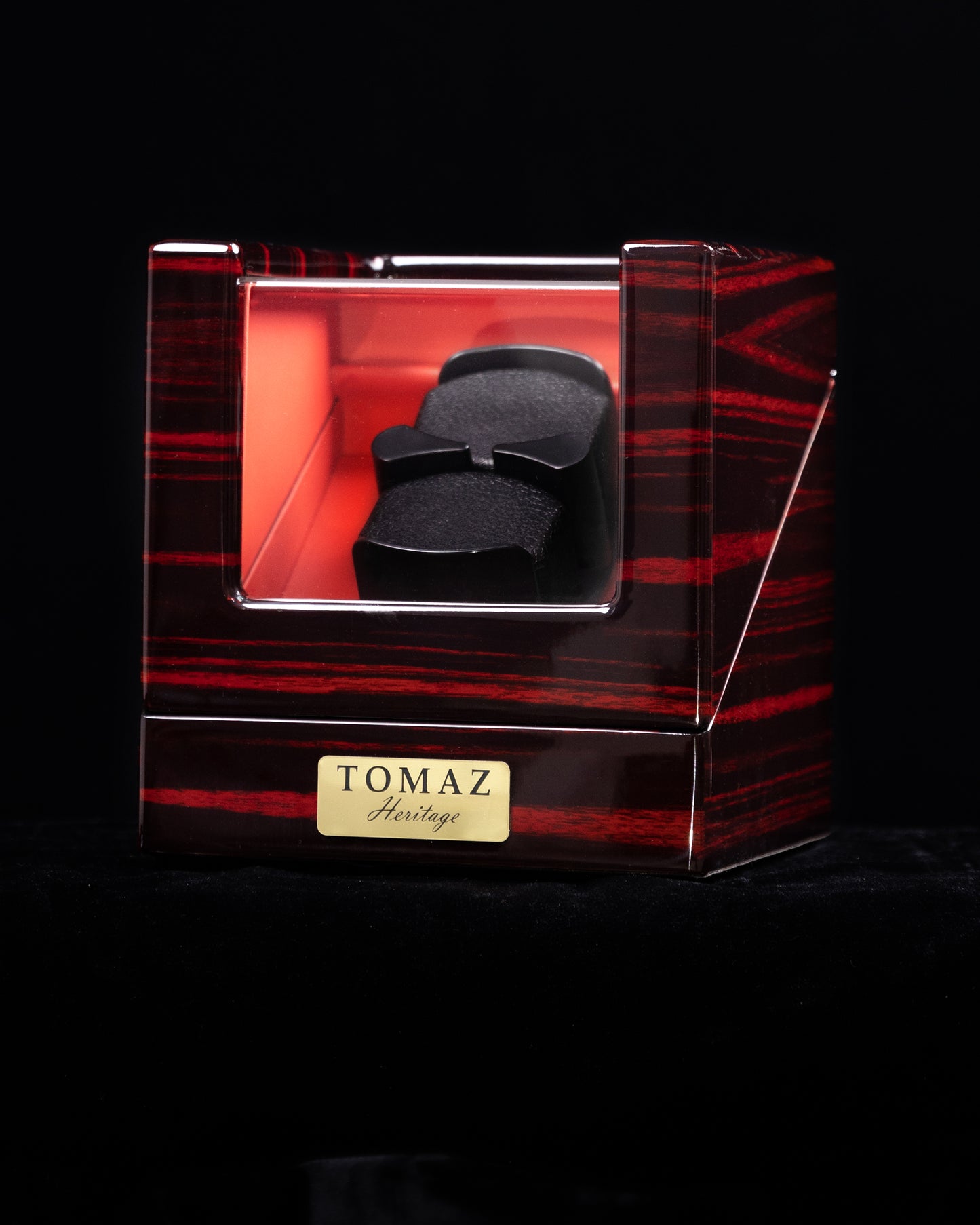 Tomaz TWMD03 Watch Winder 2+0 (Ebony+Red) Black Cushion - 2 Slot