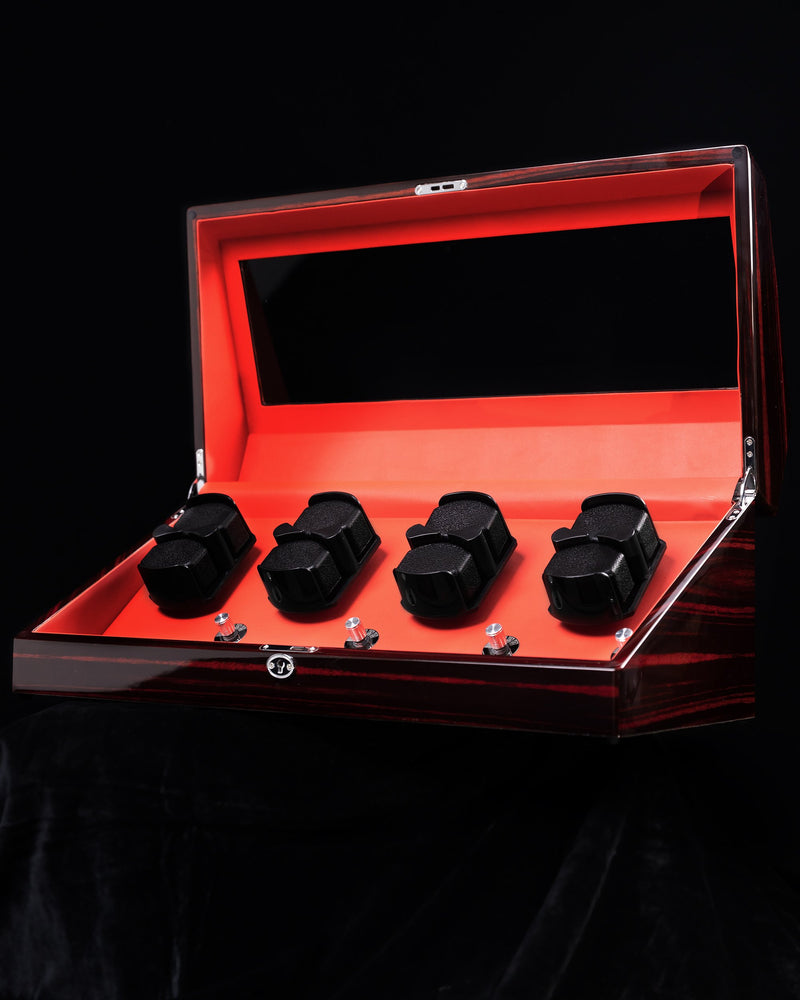 
                  
                    Load image into Gallery viewer, Tomaz TWMD19 Watch Winder S8+6 (Ebony+Red) Black Cushion
                  
                