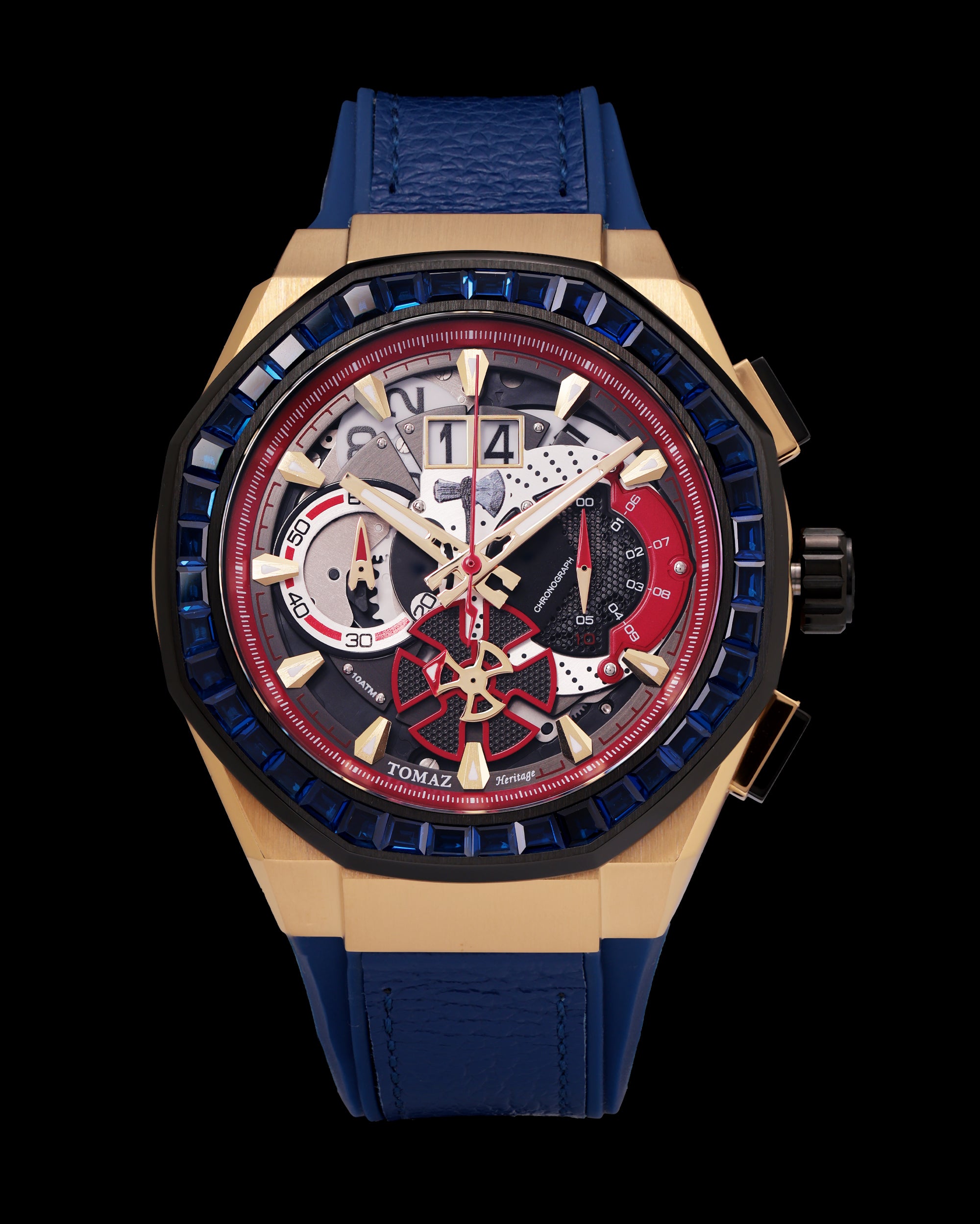 Marvel Thor TQ023H-D2 (Gold/Red) with Blue Crystal (Blue Leather with Silicone Strap)