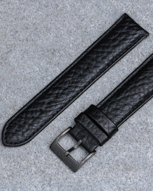 Tomaz TS1-3C Leather Lychee 22mm Watch Strap (Black)