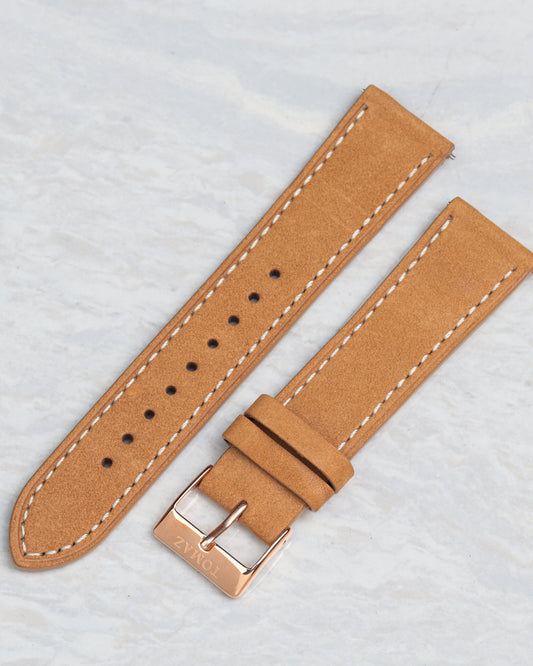 Tomaz TS1A-1A Men's Leather Plain 20mm Watch Strap (Tan)