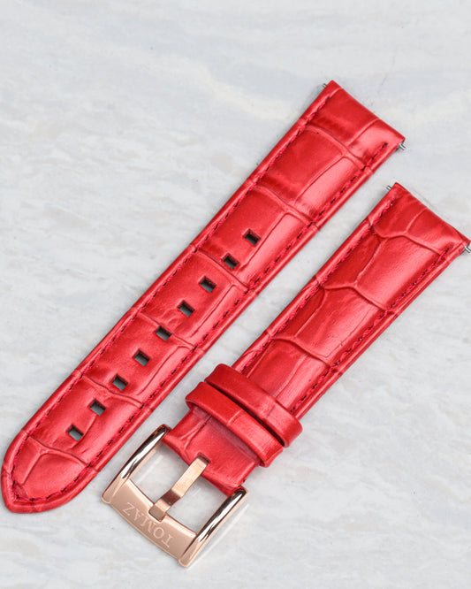 Tomaz TS1-1A Men's Leather Bamboo 20mm Watch Strap (Light Red)