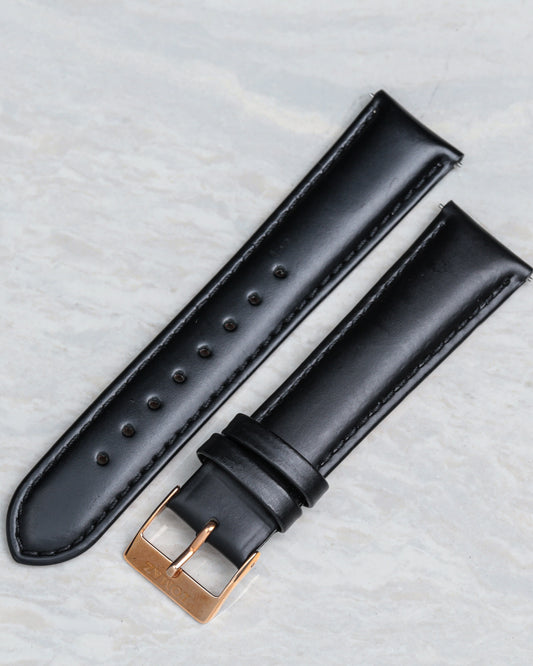 Tomaz TS1A-1A Men's Leather Plain 20mm Watch Strap (Black)