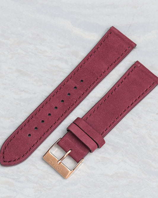 Tomaz TS1-1A Men's Leather Plain 20mm Watch Strap (Burgundy)