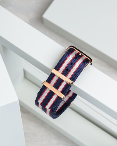 Tali Jam Tangan Tomaz TS4-5B Nilon 22mm (Navy/Putih/Merah)