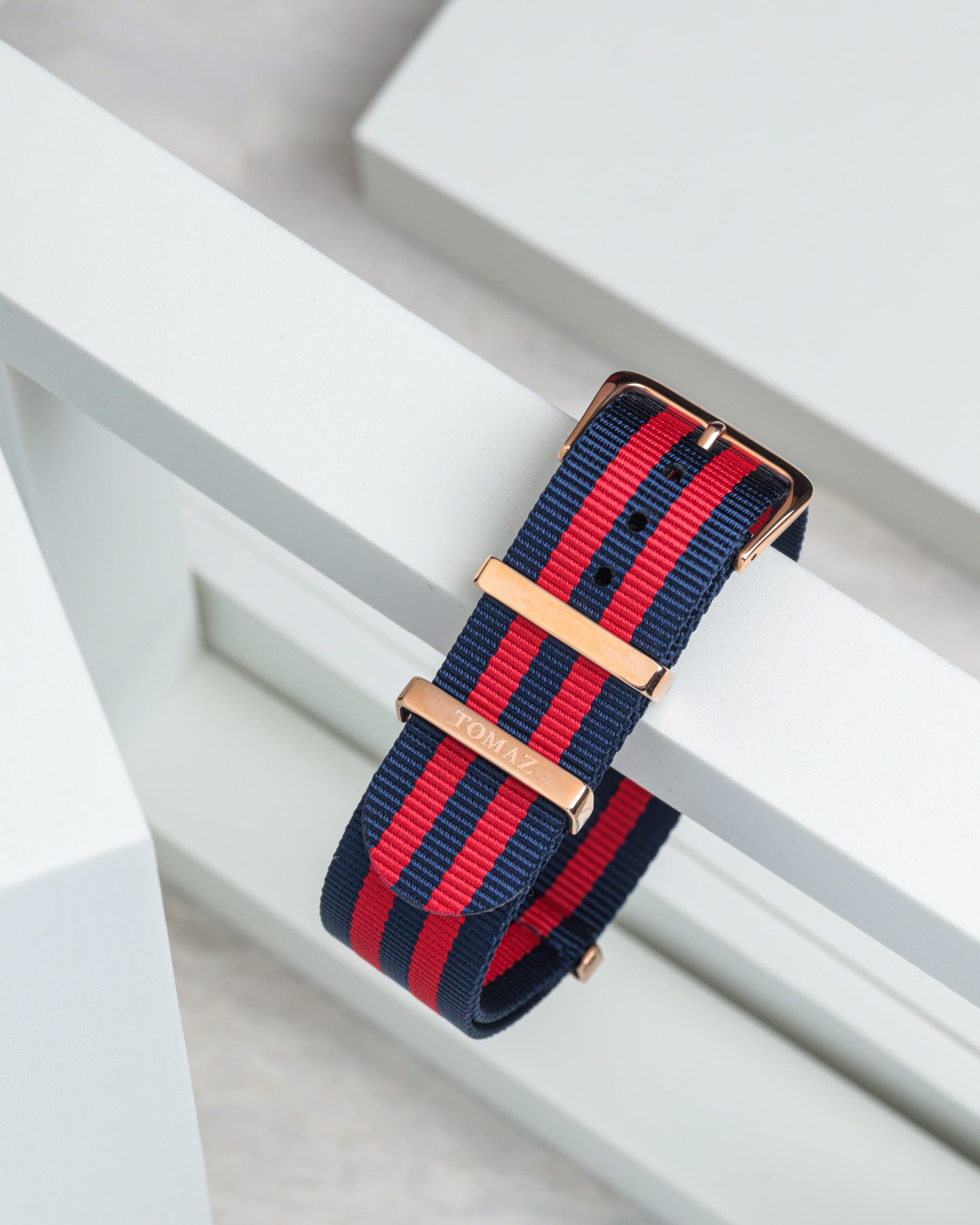 Tomaz TS4-5B Nylon 22mm Watch Strap (Navy/Red)