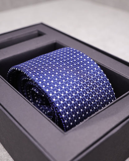 Tomaz TA03B-16 Tie + Pocket Handkerchief Square (Navy/White) Set