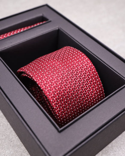 Tomaz TA03B-21 Tie + Pocket Handkerchief Polka Dot Square (Red/White) Set