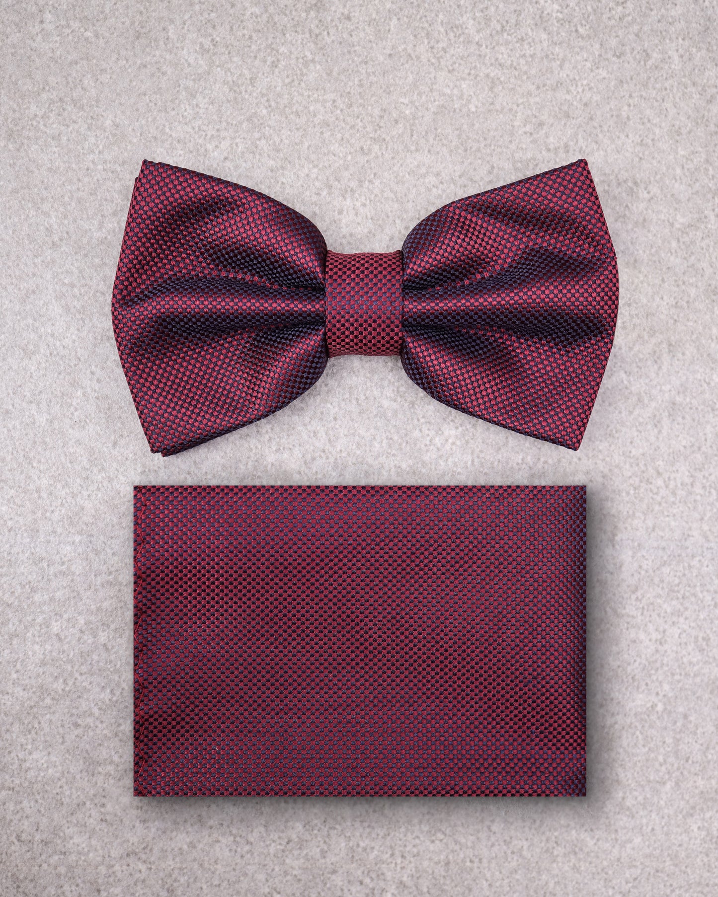 Tomaz TA04B-11 Bowtie + Pocket Handkerchief Square (Maroon/Navy) Set