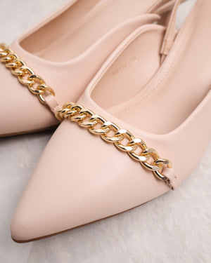 
                  
                    Load image into Gallery viewer, Tomaz NN117 Ladies Chainlink Slingback Heels (Beige)
                  
                