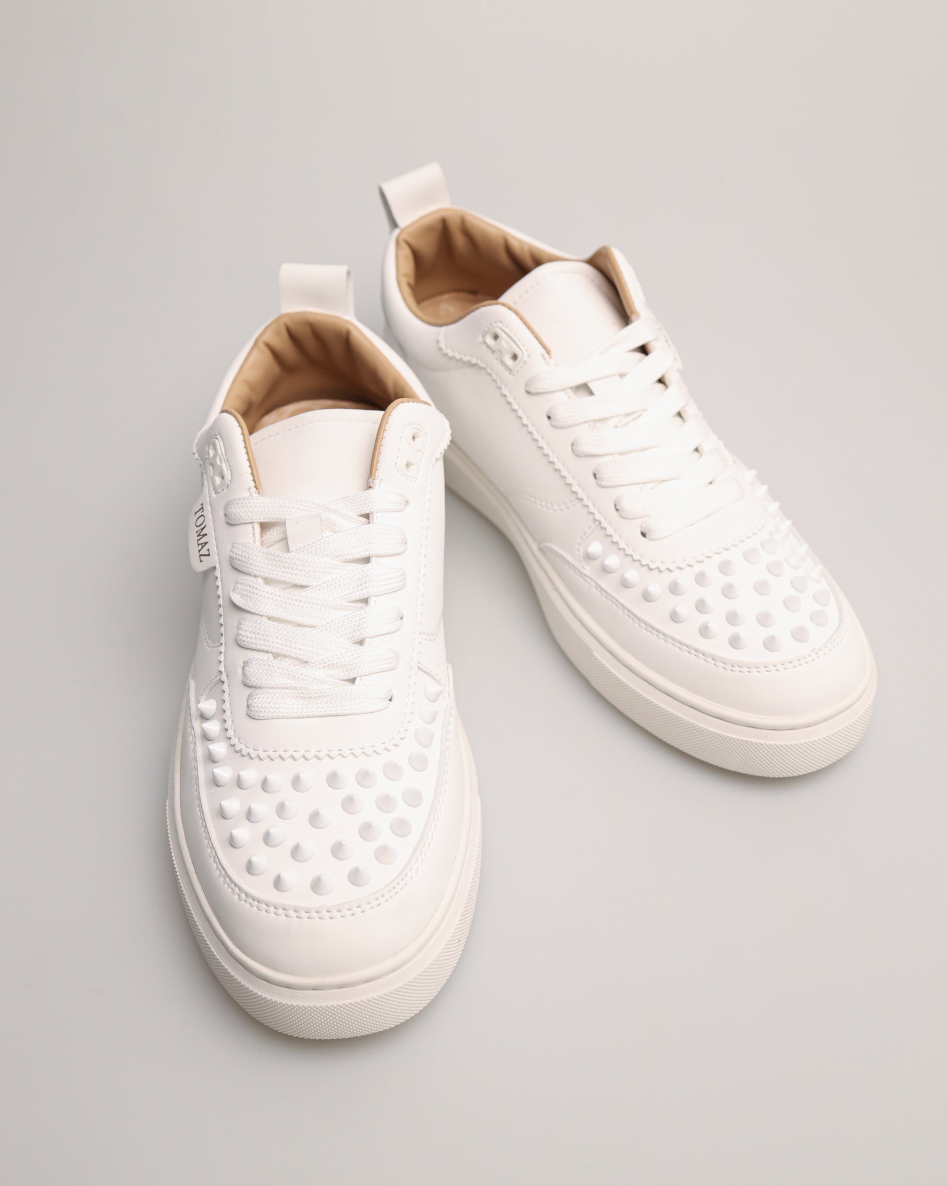 Tomaz TY014 Men's Studded Sneakers (White)