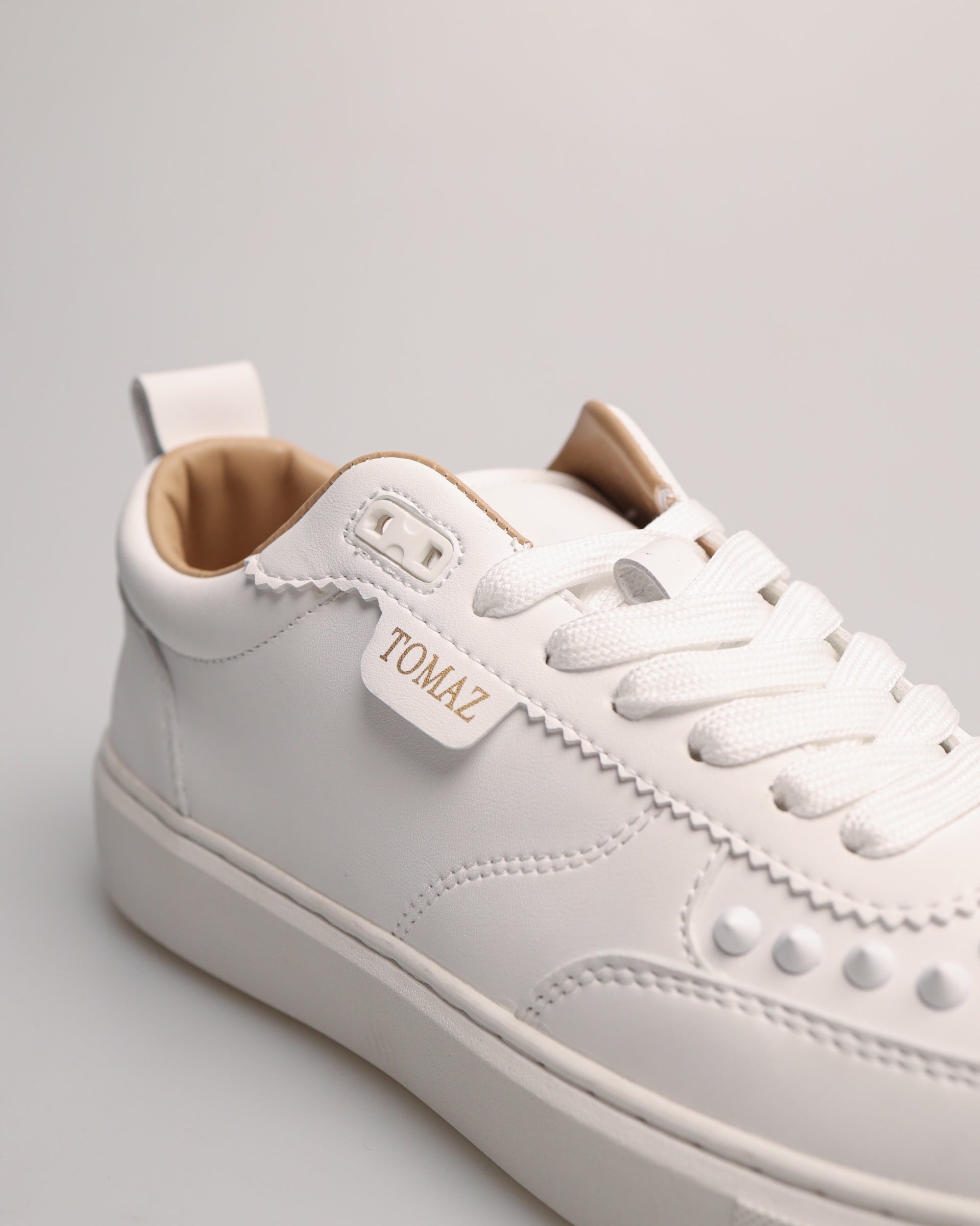 Tomaz TY014 Men's Studded Sneakers (White)