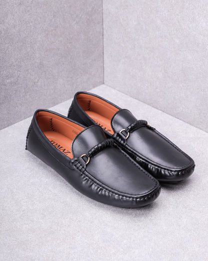 Tomaz C499 Men's Buckle Moccasins (Black)