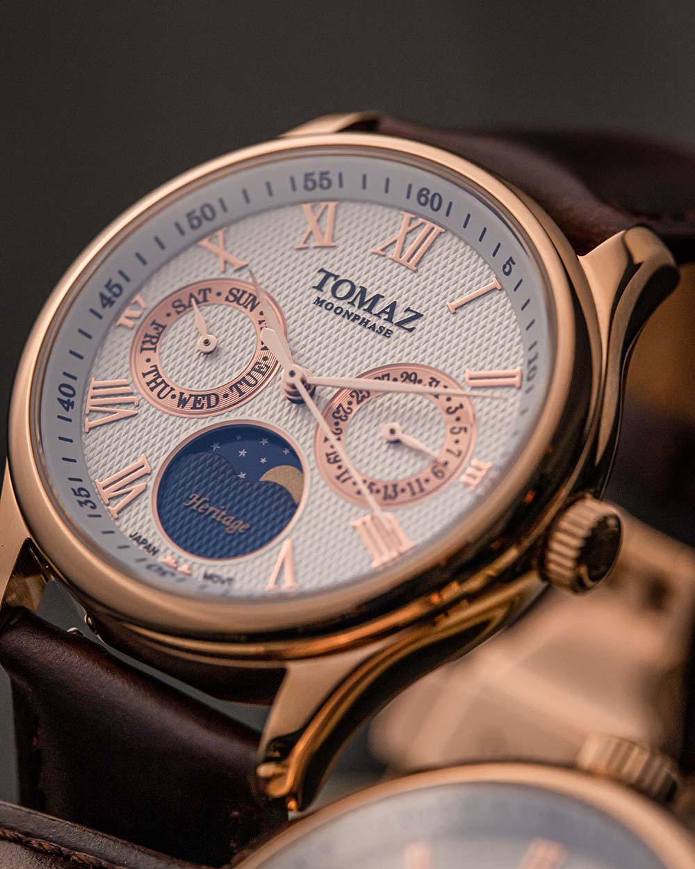 Tomaz Men's Watch TQ003M-D4 (Rose Gold/White) Coffee Leather Strap
