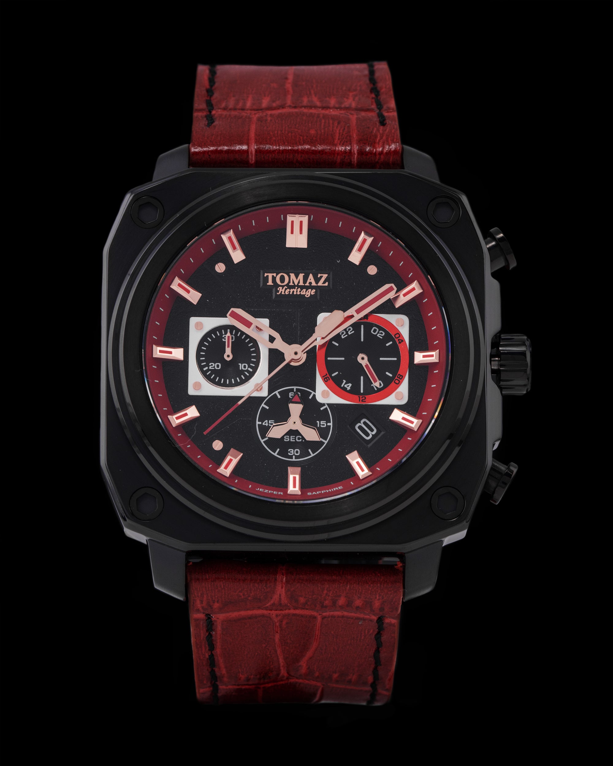 Jezper TQ021A-D1 (Hitam/Merah) Tali Kulit Buluh Merah