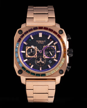 
                  
                    Load image into Gallery viewer, Jezper TQ021B-D13 (Rosegold) with Rainbow Swarovski (Rosegold Stainless Steel)
                  
                
