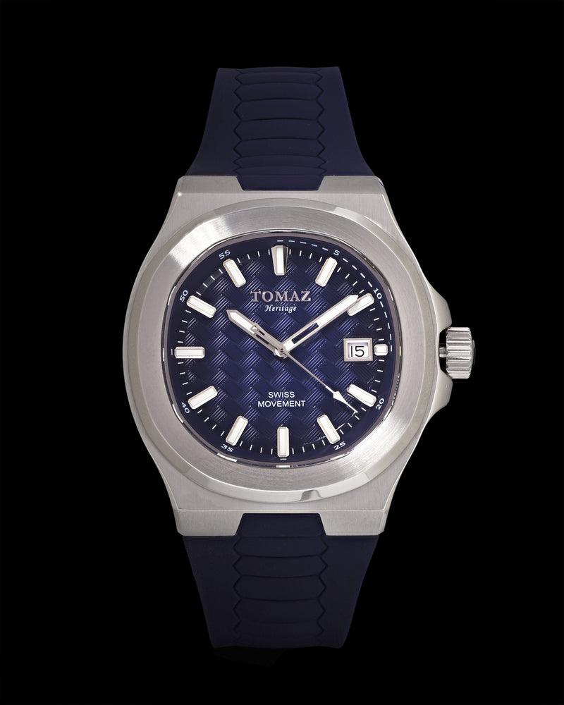 Tomaz Men's Watch TQ029M-D16 (Silver/Blue) Blue Silicone Strap
