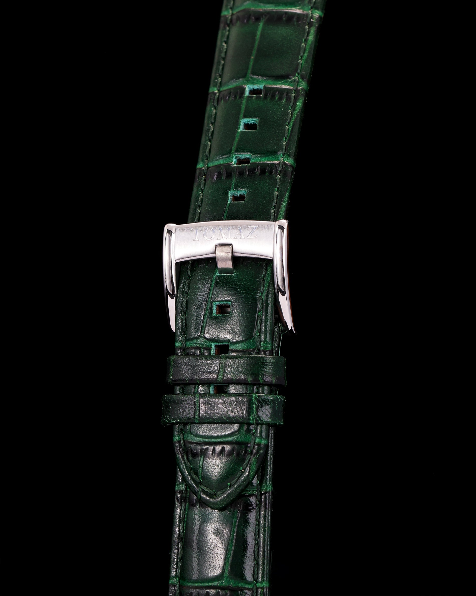 Tomaz TS1-1B Leather Bamboo 20mm Watch Strap (Green)